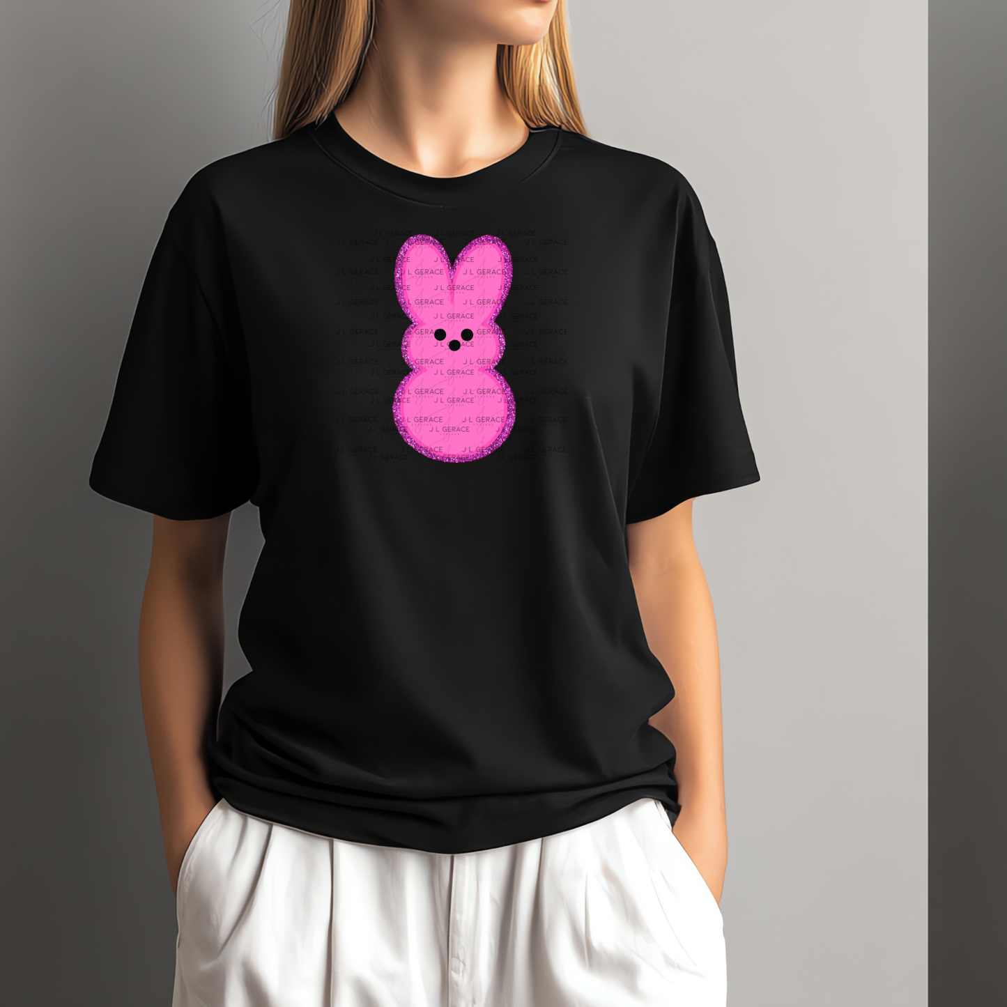 Pink Glitter Bunny Peep Easter Clipart Sublimation PNG