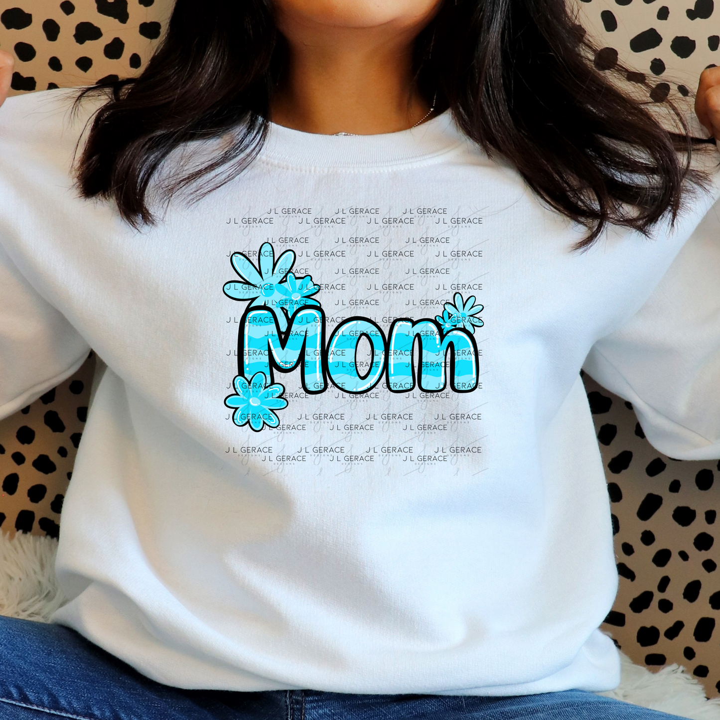 Mom Daisy Floral Blue PNG Design