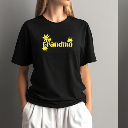 Grandma PNG – Yellow Floral Name Sublimation Design