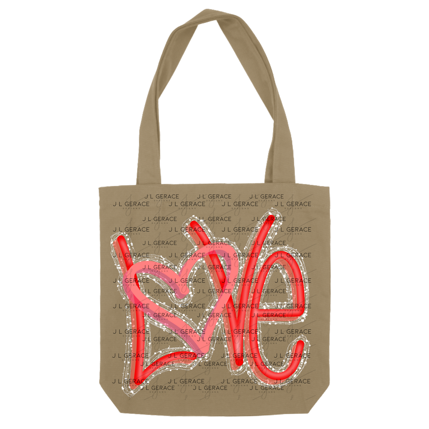 Red Love Script PNG Handwritten Heart Typography with String Glitter Outline