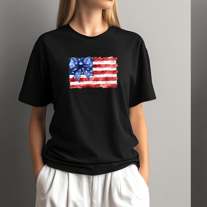 America Watercolor Flag Bow PNG Design