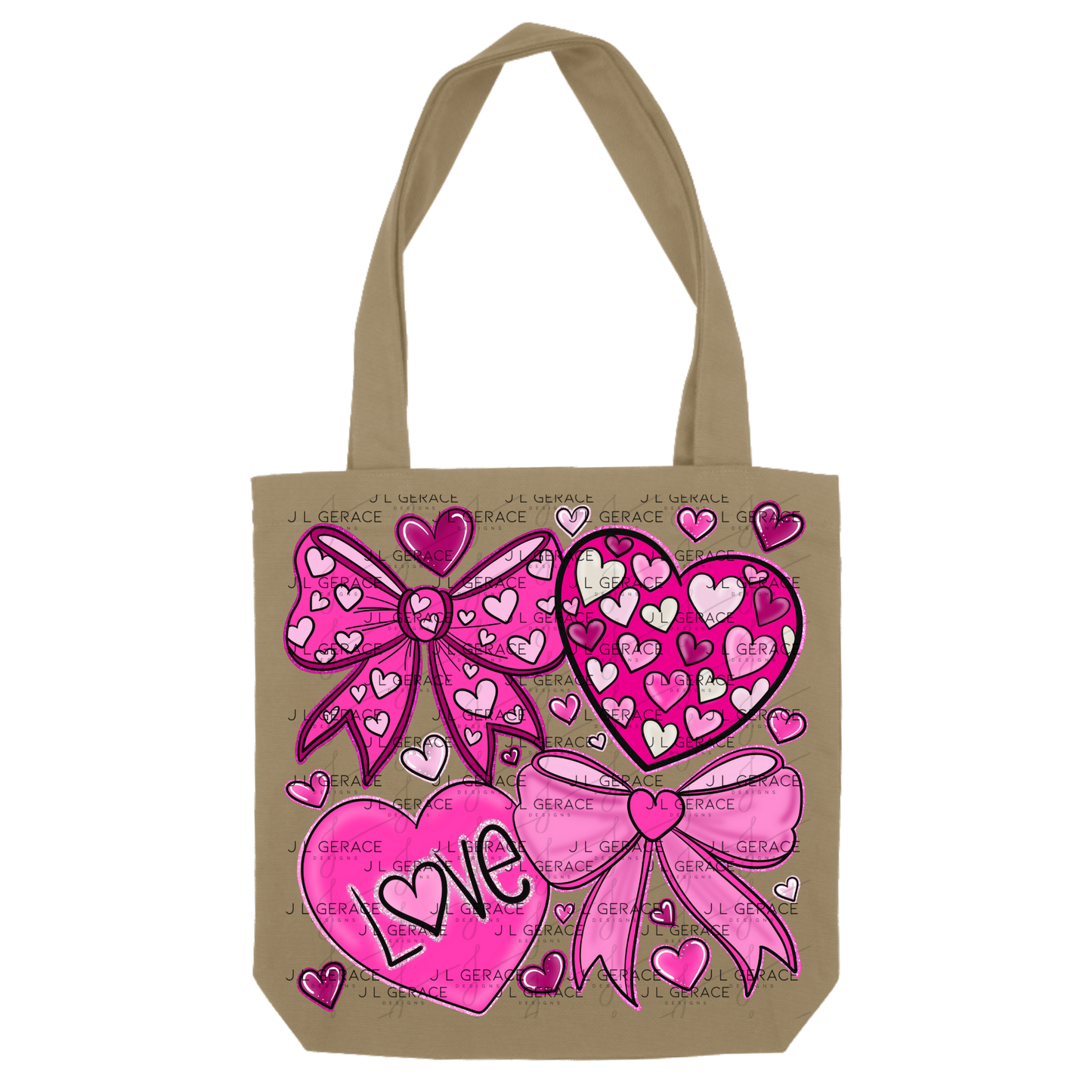 Pink Valentine Bow & Heart Clipart PNG with Glitter Outline
