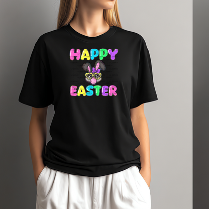 Happy Easter Bunny Bubblegum Rainbow Glitter Letters Clipart Sublimation PNG