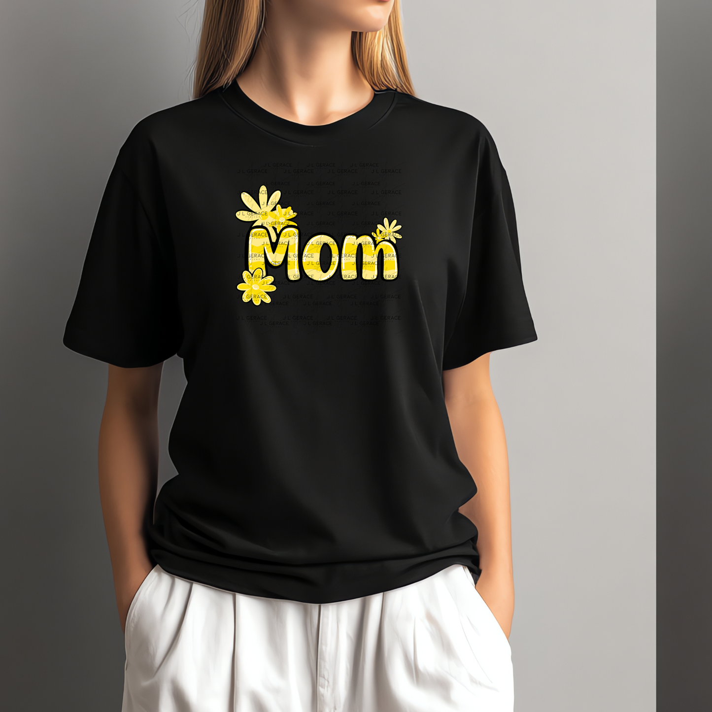Mom Daisy and Stripes Floral Yellow PNG Design