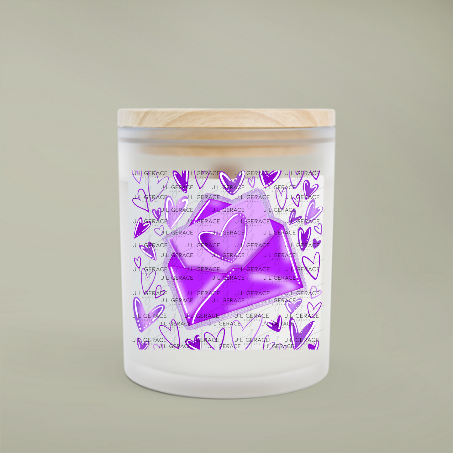 Purple Love Letter PNG with Glitter Outline and Heart Design