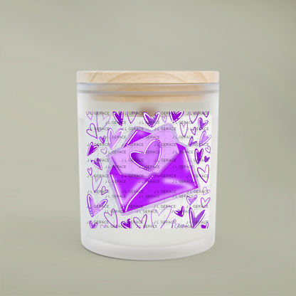 Purple Love Letter PNG with Glitter Outline and Heart Design