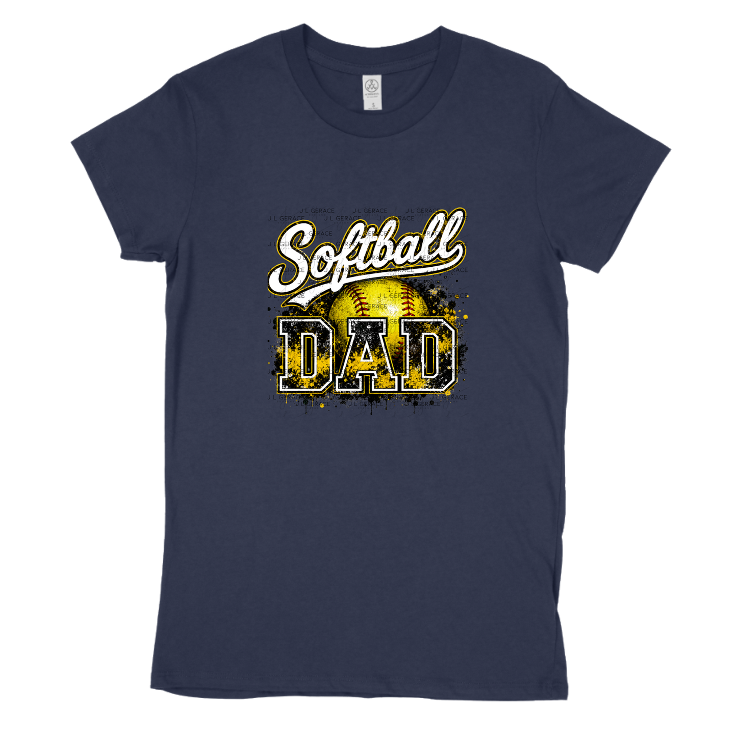 Softball Dad PNG – Yellow Black Paint Splatter Sports Design with Softball