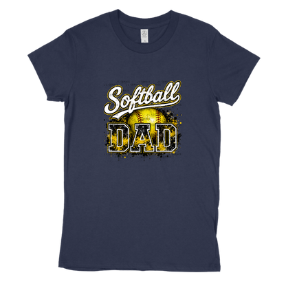 Softball Dad PNG – Yellow Black Paint Splatter Sports Design with Softball