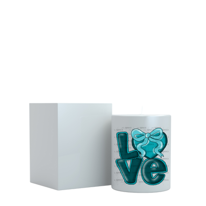 Dark Teal Love Bubble Letter PNG with Bow Accent Black outline Design