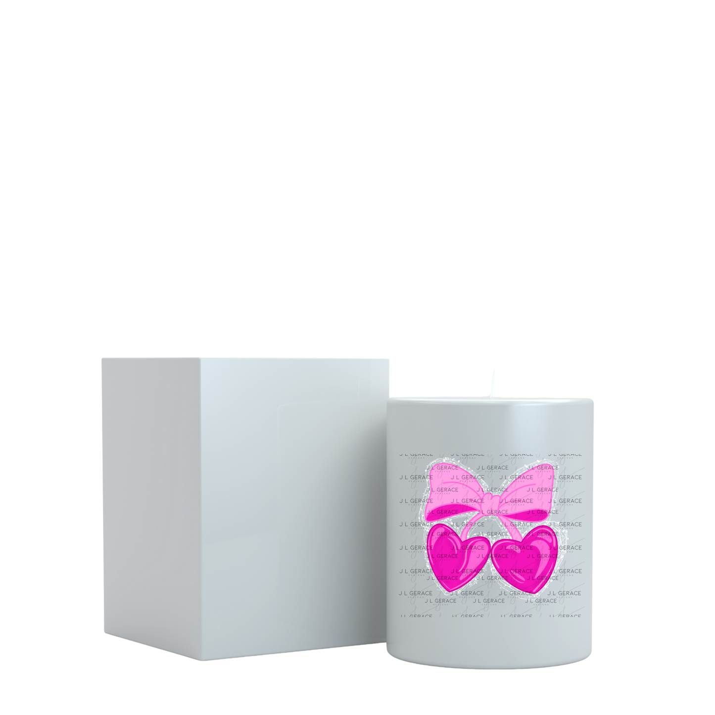 Pink Heart Cherries PNG with Bow String Glitter Design