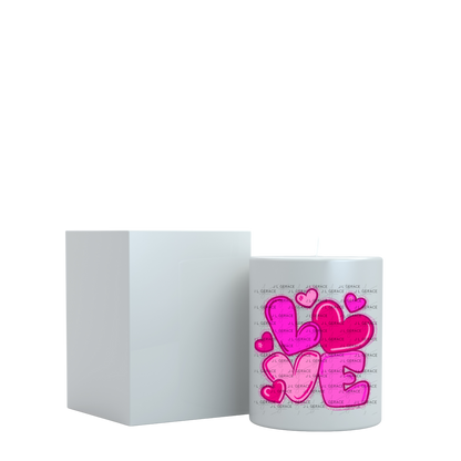 Pink Love Bubble Letter PNG with hearts String Glitter Outline