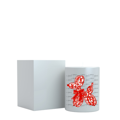 Red Love Balloon Dog PNG with Heart Pattern Bow and Glitter Outline