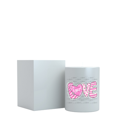 Pink Love Word PNG with Heart – Polka Dot and Stripe Mixed Pattern Design