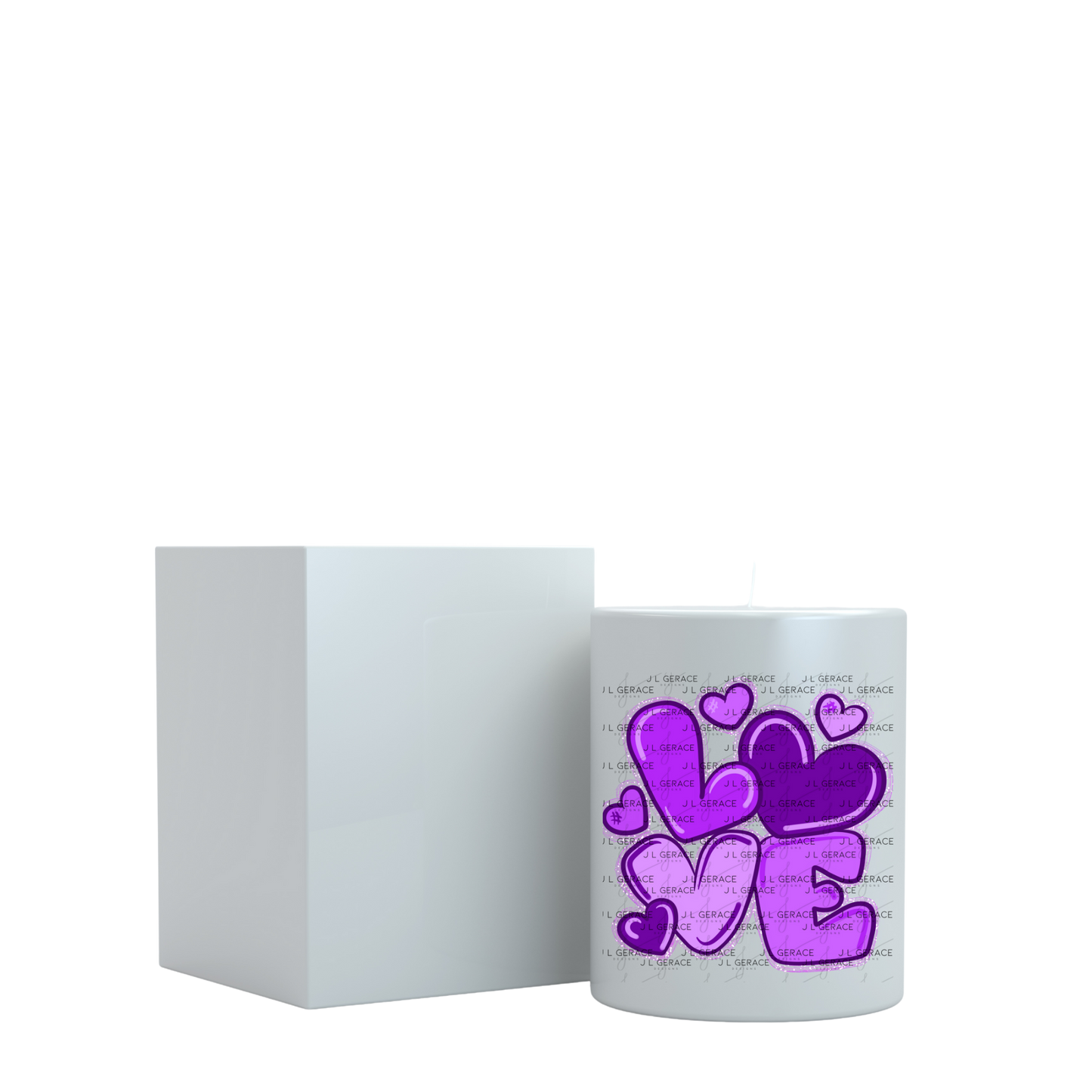 Purple Love Bubble Letter PNG – Glossy Design