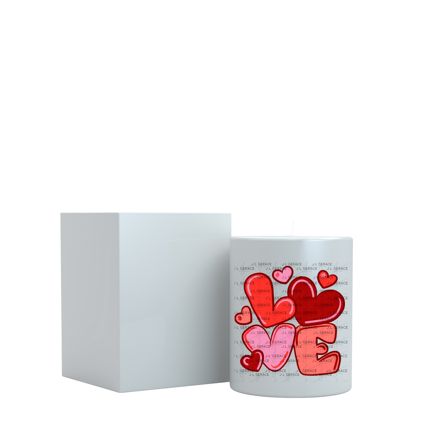 Red Love Bubble Letter PNG Glossy Design