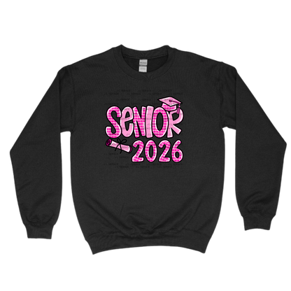Senior 2026 PNG – Pink Gingham Graduation Cap and Diploma Design