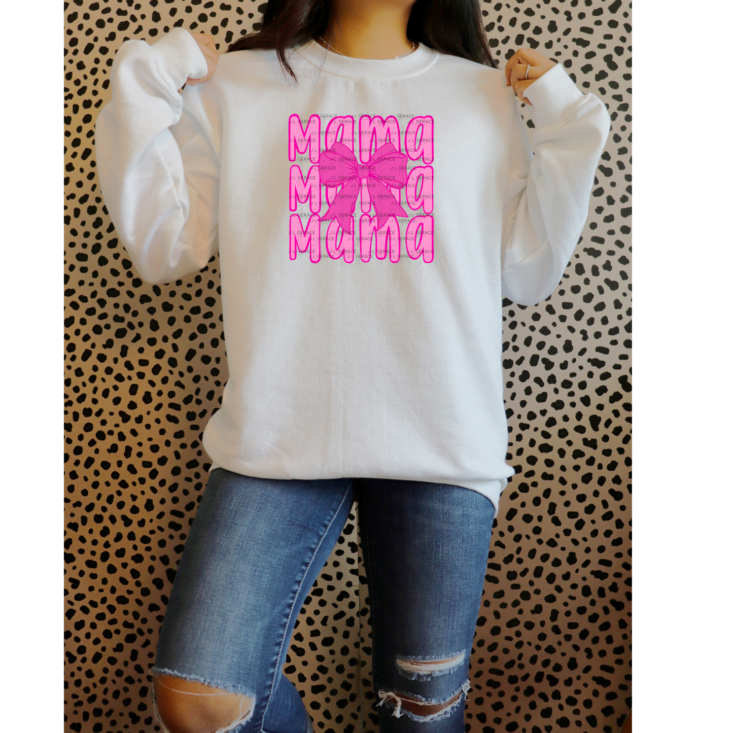 Mama Mama Mama PNG – Pink Bow Mothers Day Sublimation Design