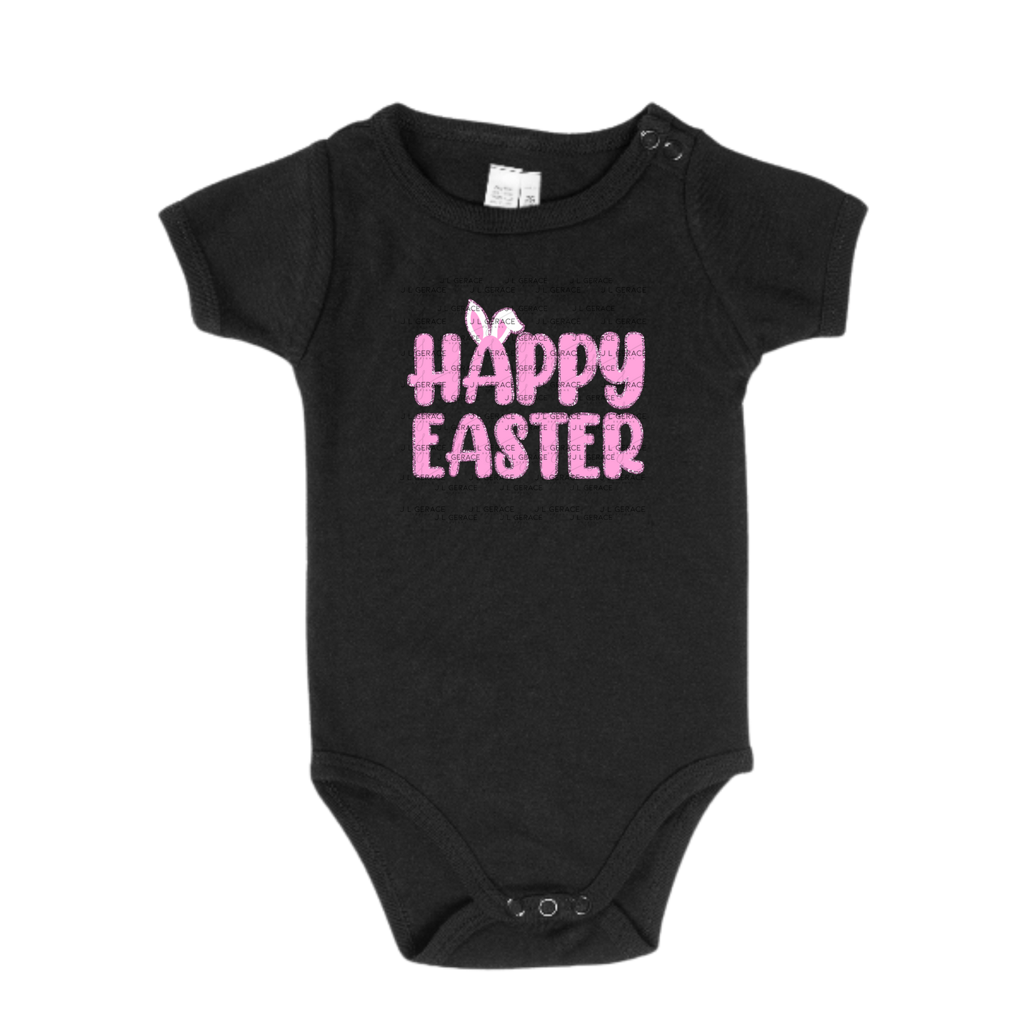 Happy Easter Bunny Ears Pink Chunky Glitter Outline PNG