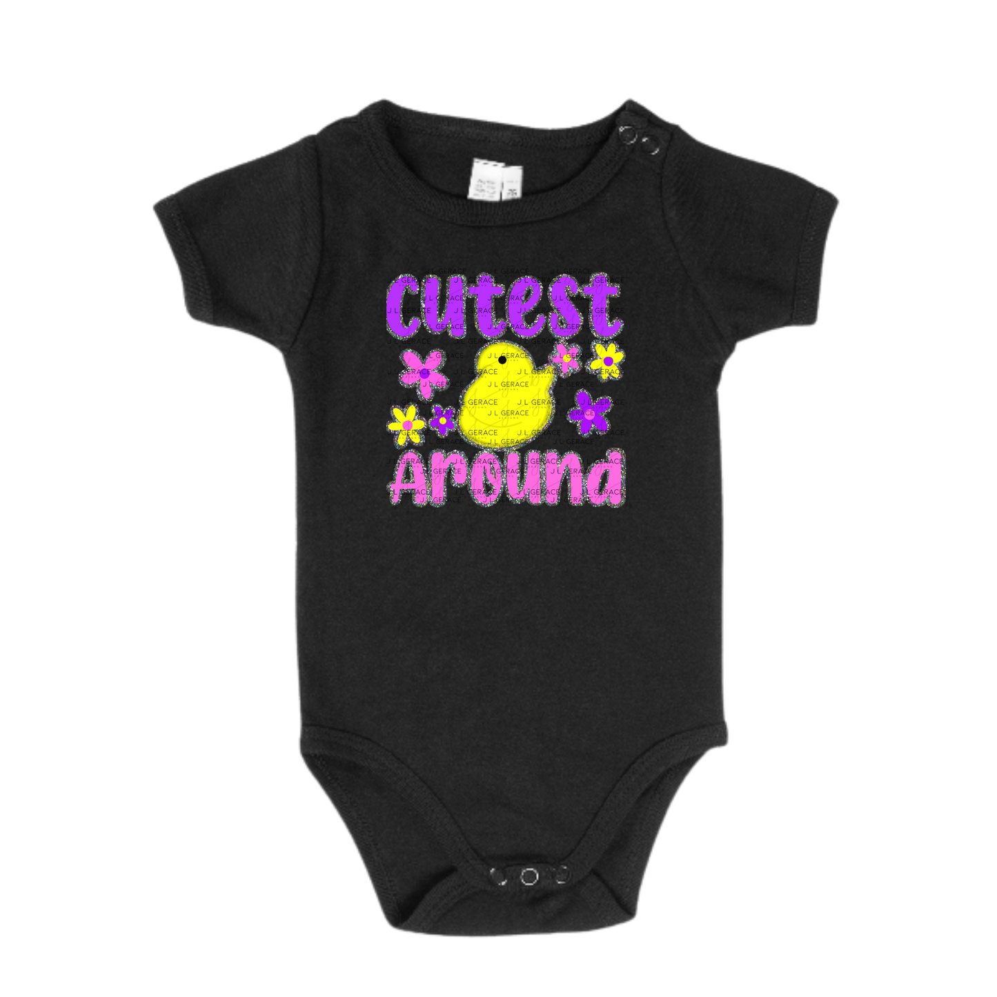Cutest Chick Around Glitter Outline PNG