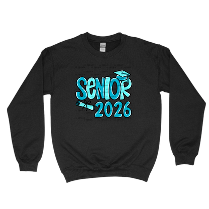 Senior 2026 PNG – Turquoise Graduation Cap and Diploma Design