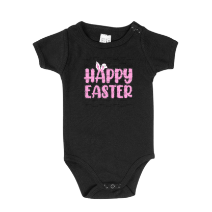Happy Easter Bunny Ears Pink String Glitter Outline PNG