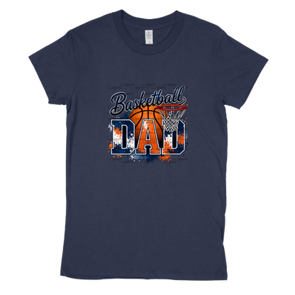 Basketball Dad PNG – Blue Orange Paint Splatter Design with Hoop and Ball
