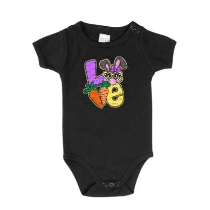 LOVE Easter Bunny with Carrots - Gold String Glitter PNG