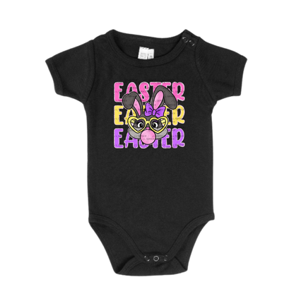 EASTER EASTER EASTER Bunny with Glasses Pink - Yellow - Purple Chunky Glitter Outline PNG