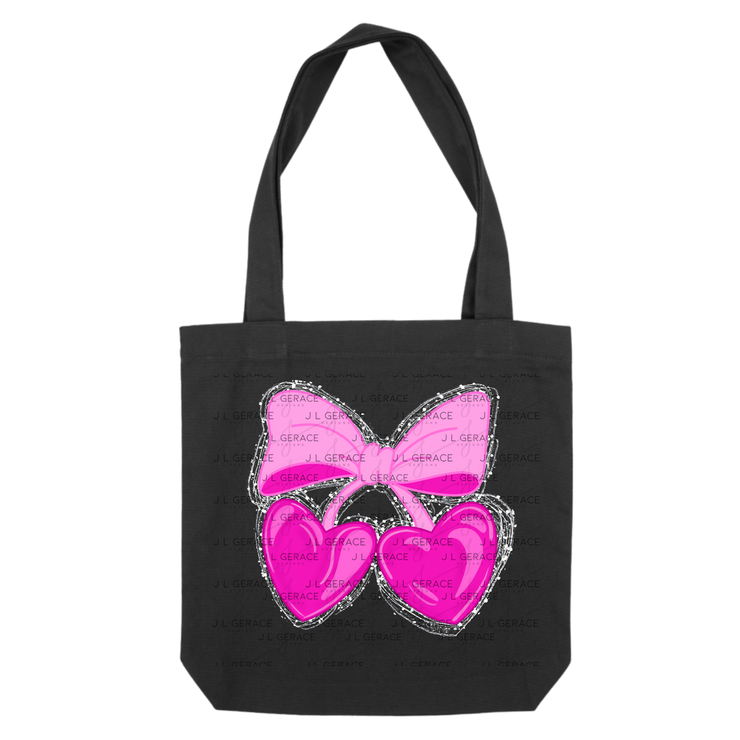 Pink Heart Cherries PNG with Bow String Glitter Design