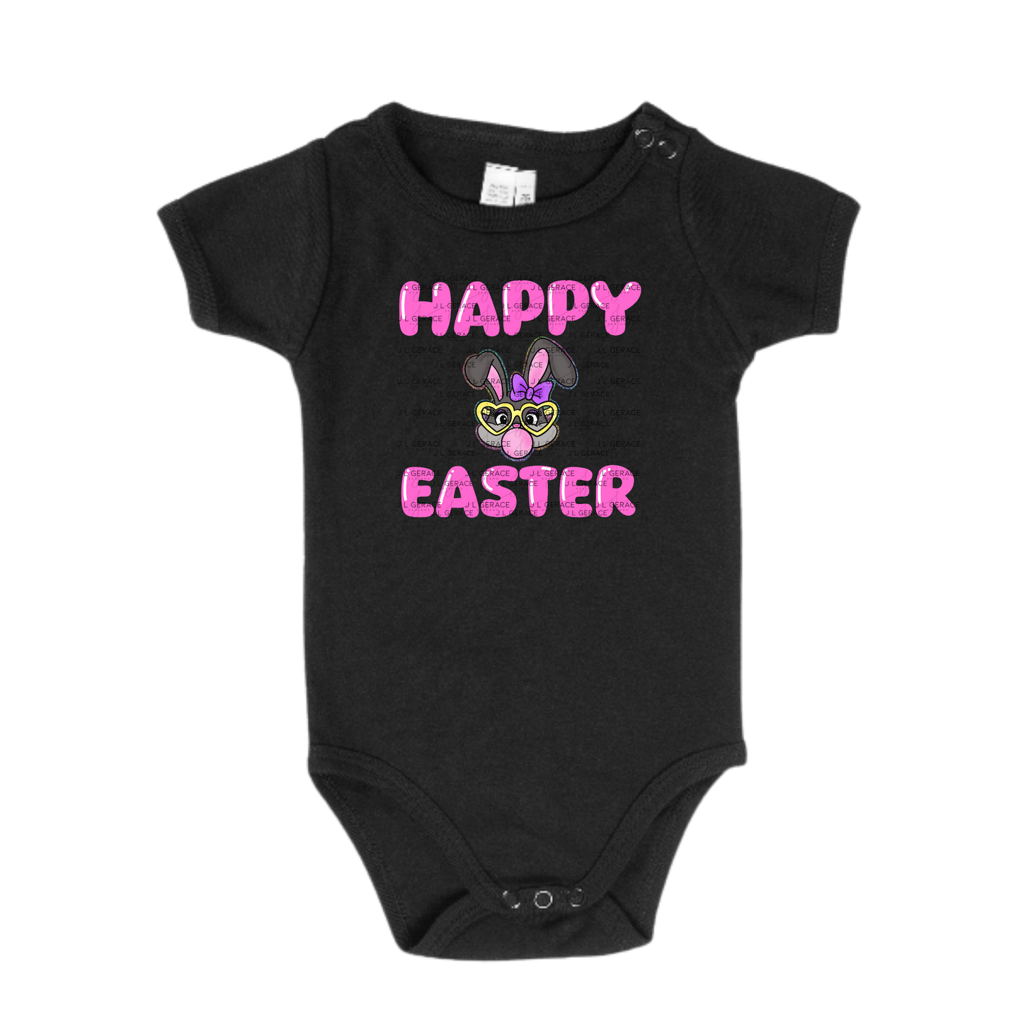 Happy Easter Bunny Bubblegum Rainbow Glitter Clipart Sublimation PNG