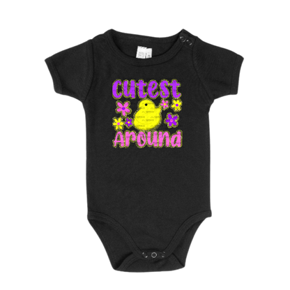 Cutest Chick Around Yellow String Glitter Outline PNG
