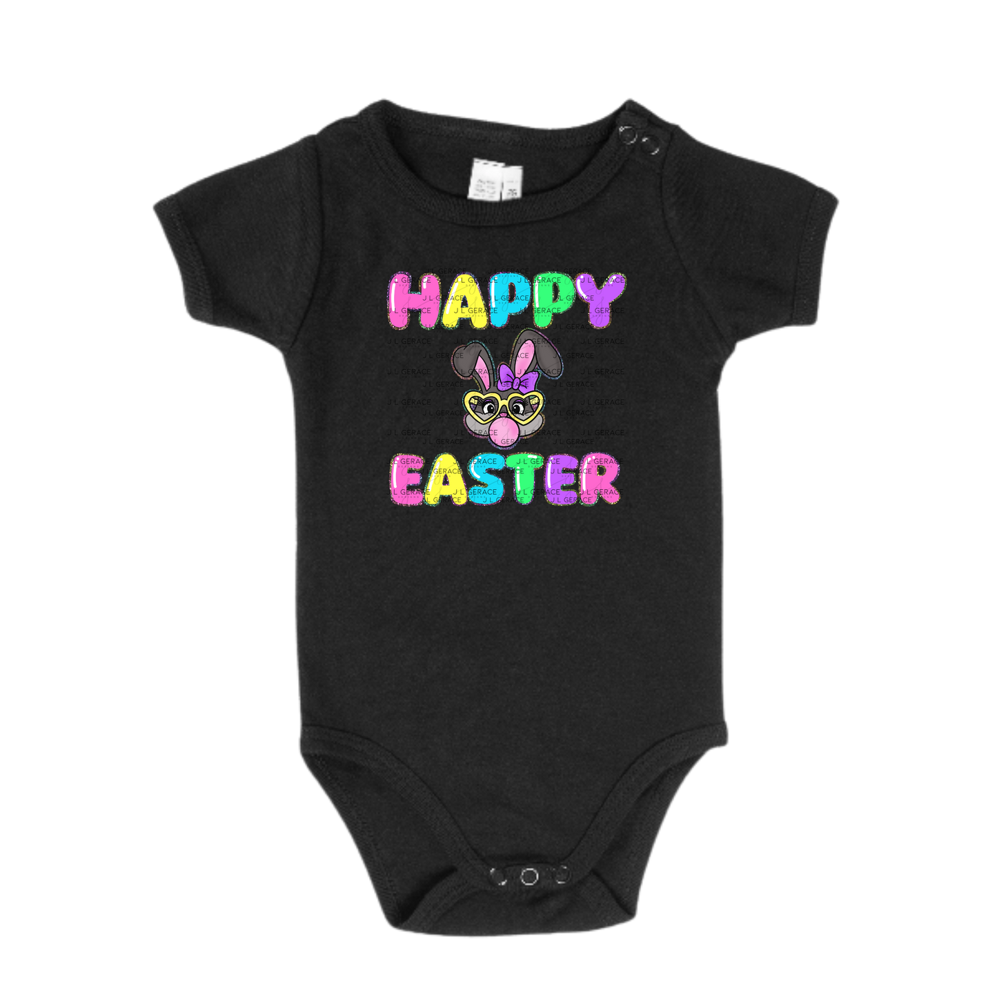 Happy Easter Bunny Bubblegum Rainbow Glitter Letters Clipart Sublimation PNG