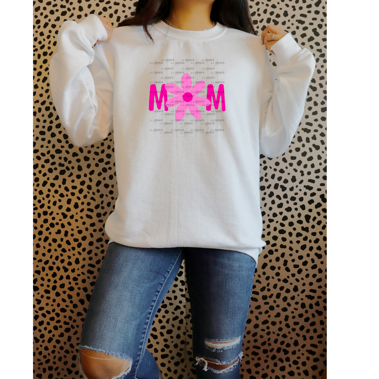 Mom Daisy Floral Pink Gradient PNG Design
