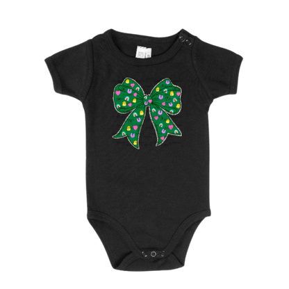 St Patrick Lucky Bow PNG, Rainbow Shamrock Glitter Bow Design, Sublimation PNG Download