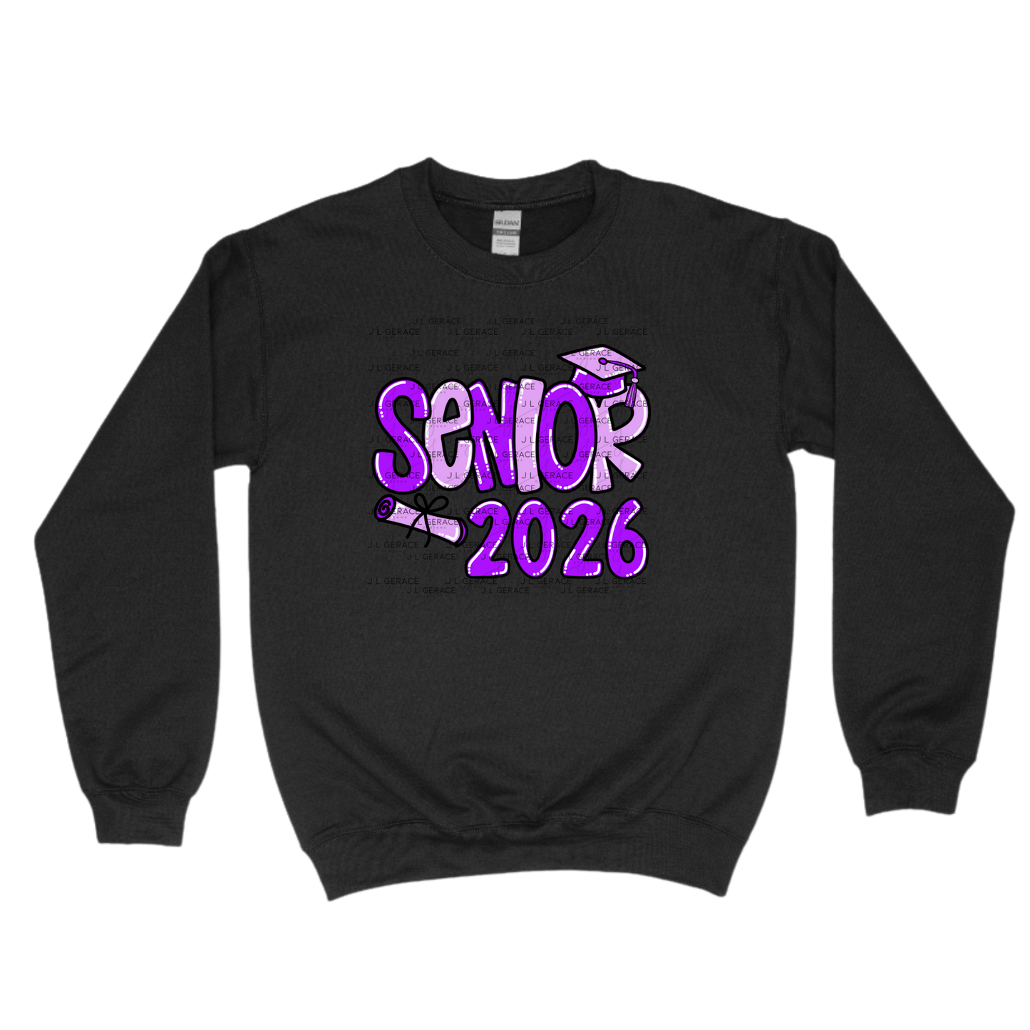Senior 2026 PNG – Purple Graduation Cap and Diploma Design
