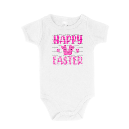 Happy Easter Pink Bunny Peep Flowers Clipart Sublimation PNG