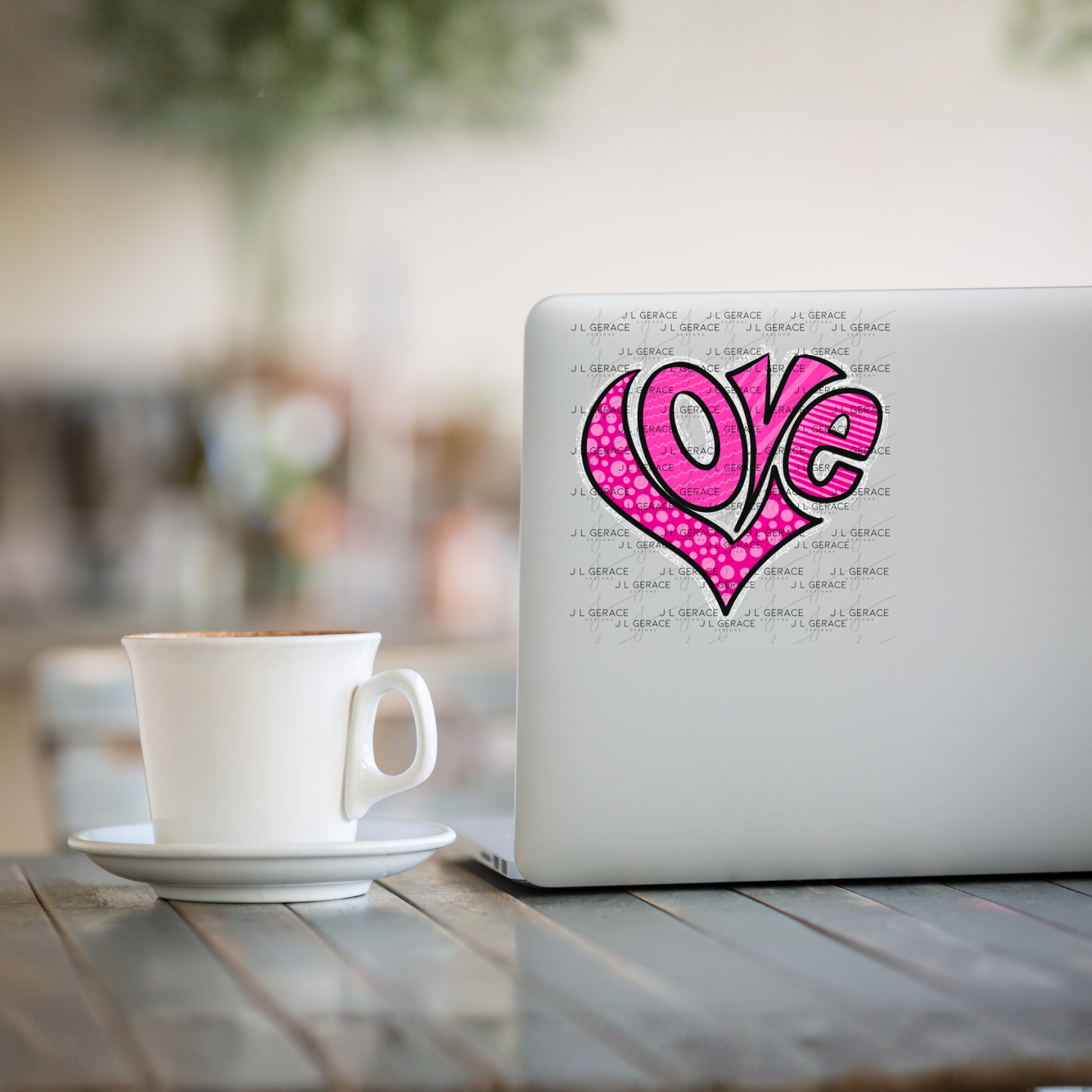 Pink Love Heart Polka Dots and stripes PNG with Glitter Outline Design