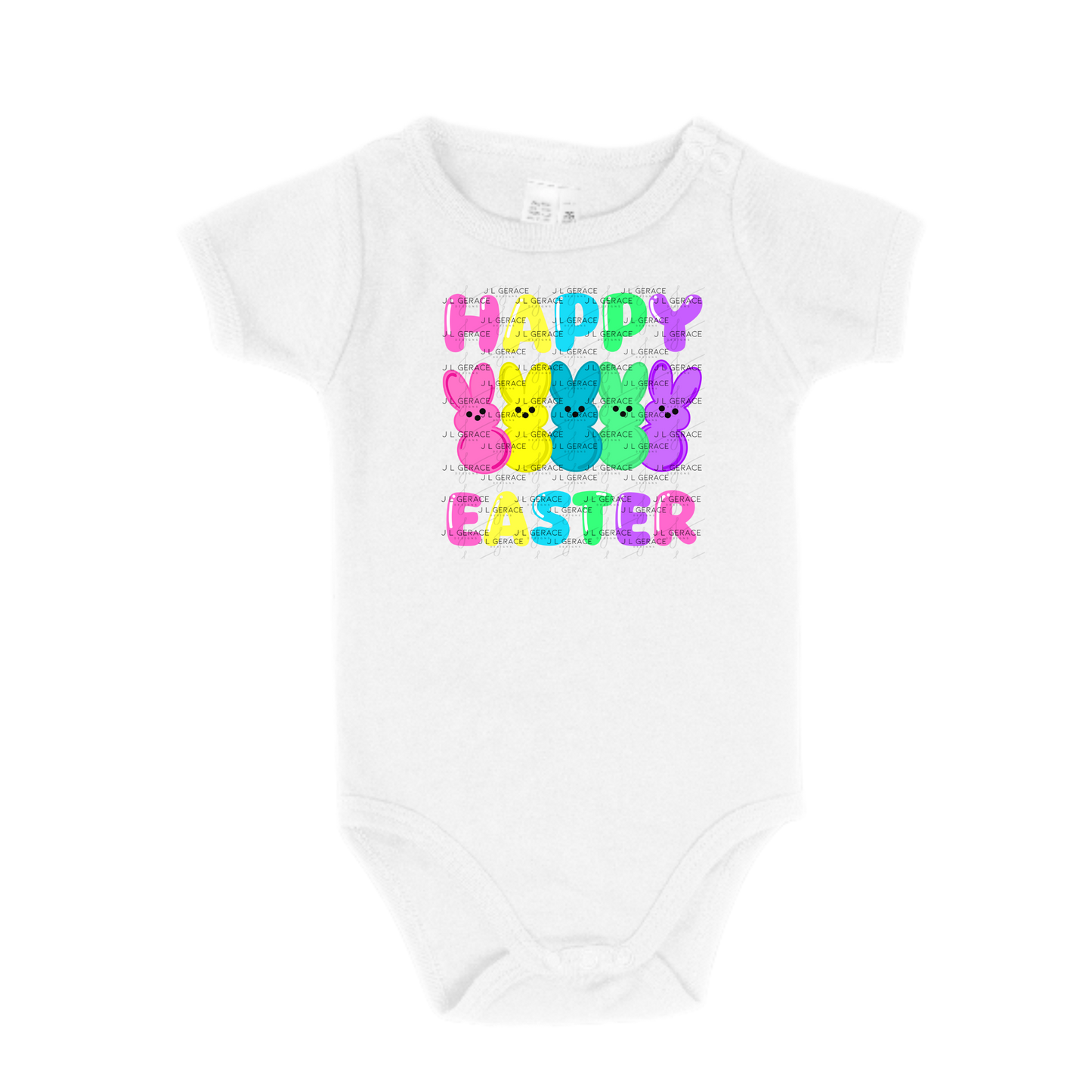Happy Easter Bunny Clipart Sublimation PNG Peeps Bunny Colorful Design