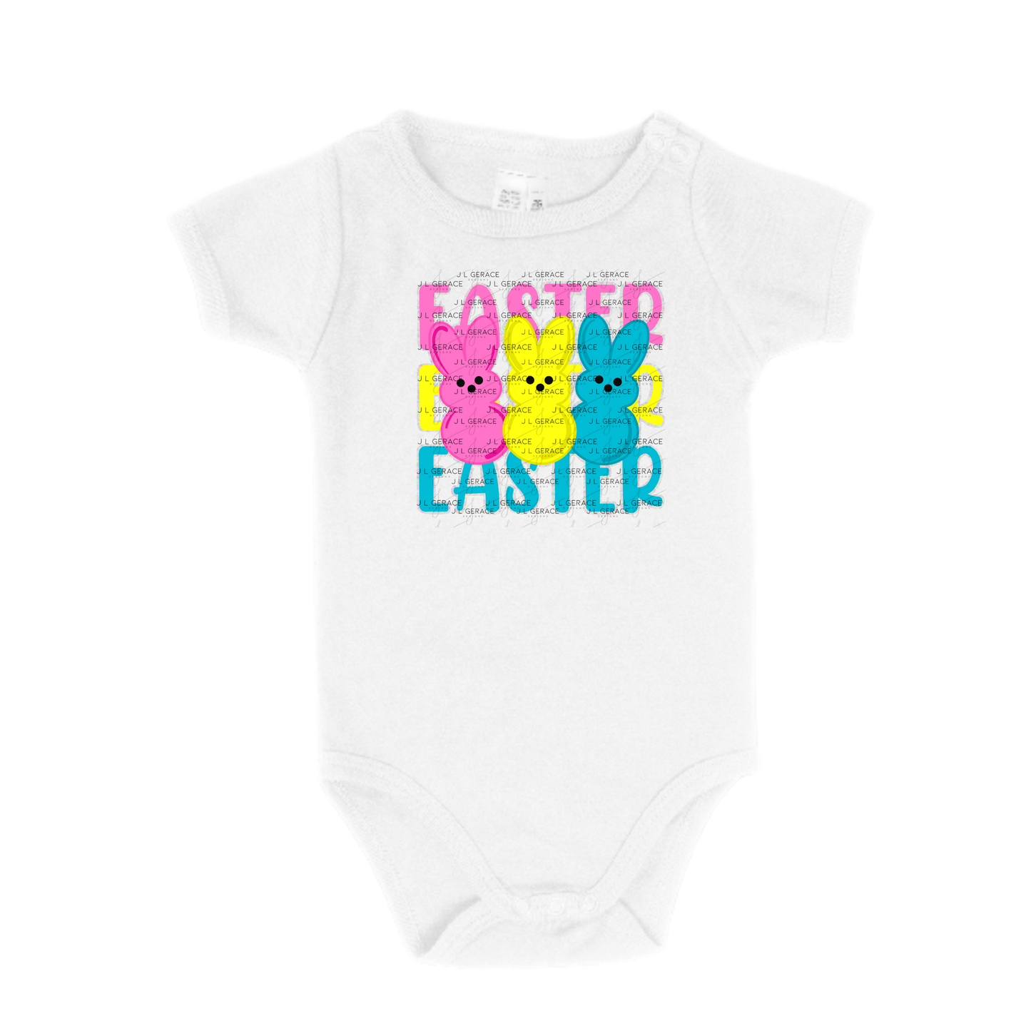 EASTER EASTER EASTER Bunnies Pink - Yellow - Blue Chunky Glitter Outline PNG