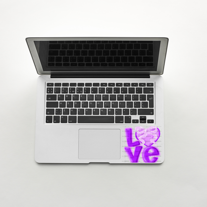 Purple Love Bubble Letter PNG with Heart Bow Design Scalloped Trim