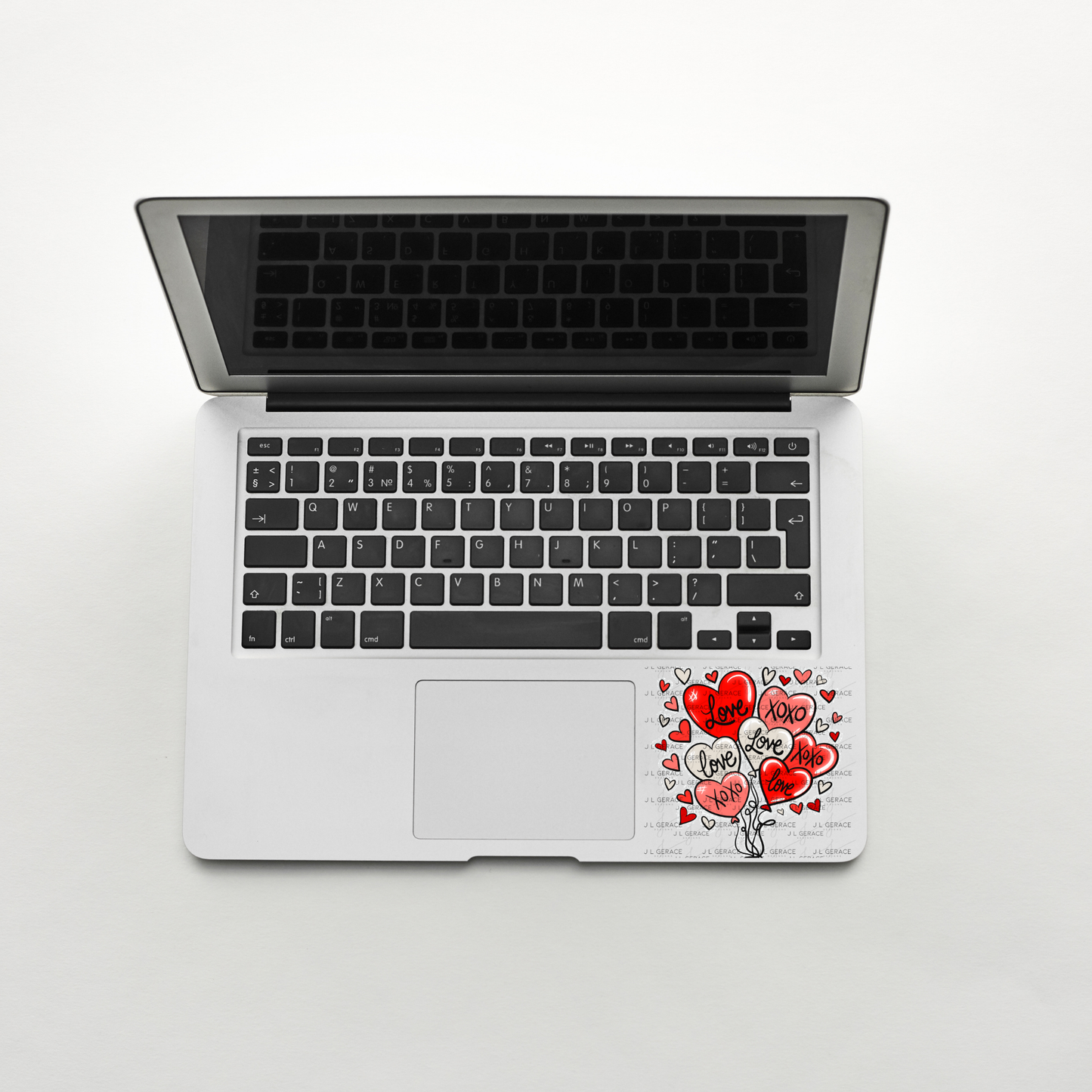 Red Love & XOXO Heart Balloon Bouquet with Glitter String Outline PNG