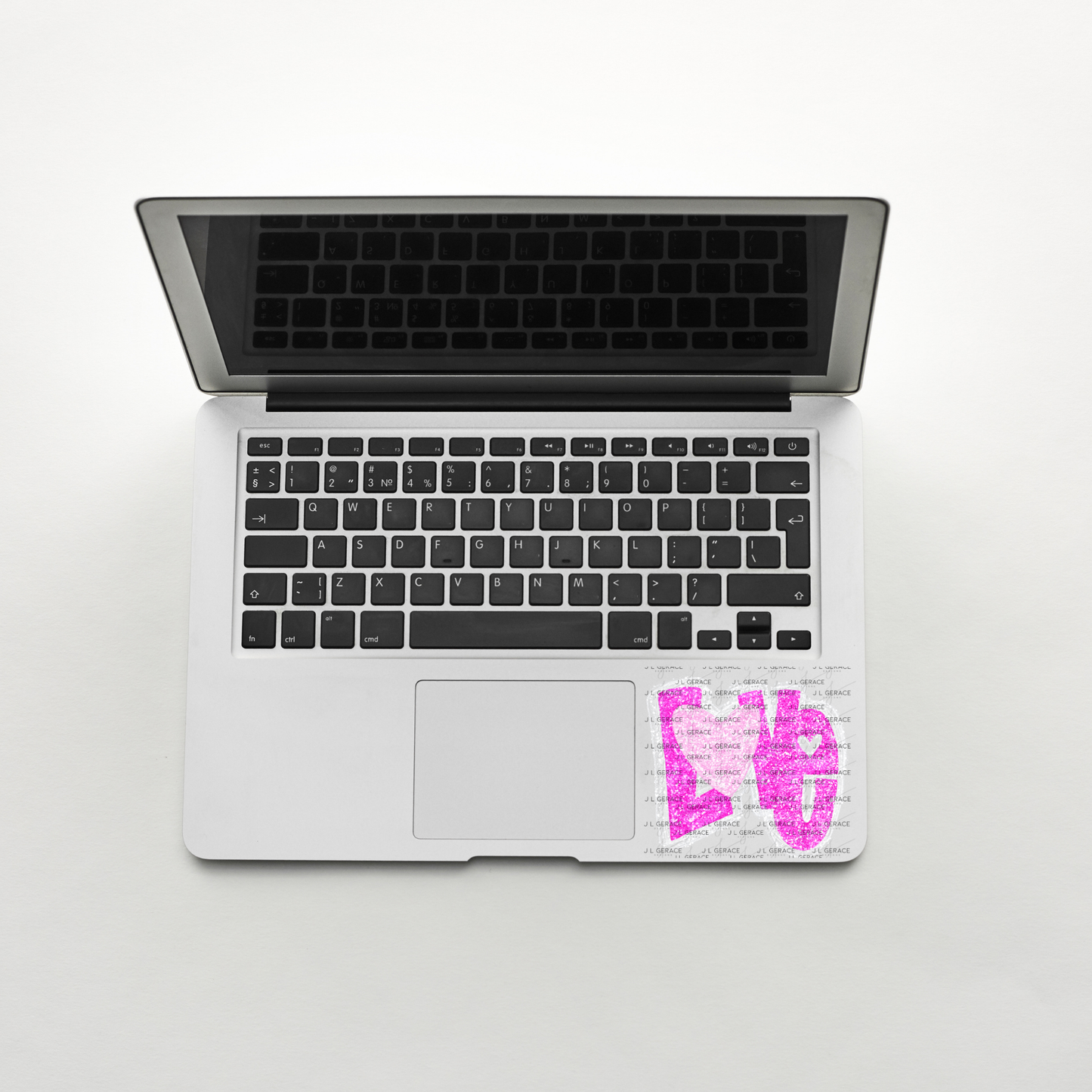 Pink Glitter Love Bubble Letter PNG with Glitter Outline Heart Design