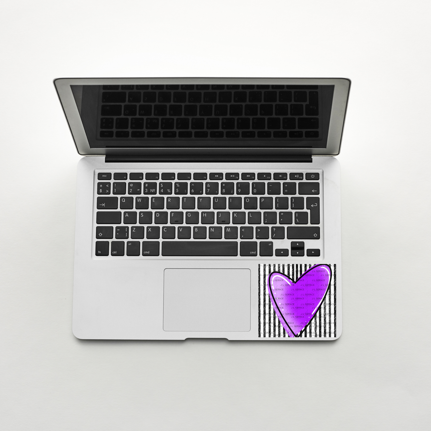 Purple Gradient Heart with Black and White Pinstripes Clipart PNG