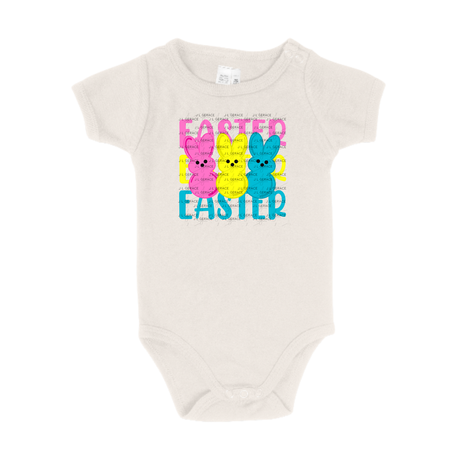 EASTER EASTER EASTER Bunnies Pink - Yellow - Blue PNG