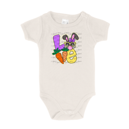 LOVE Easter Bunny with Carrots - Gold String Glitter PNG