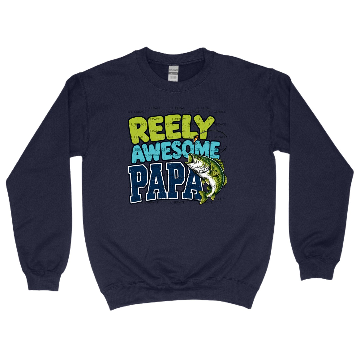 Reely Awesome Papa PNG – Bass Fishing Sublimation Design