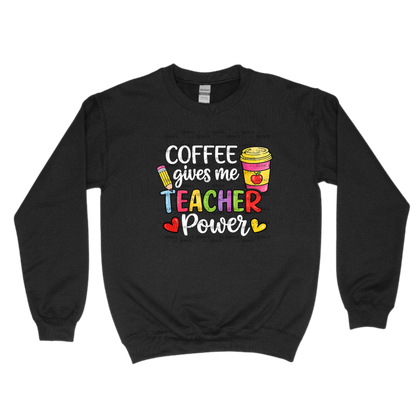 Coffee Gives Me Teacher Power PNG Sublimation Design Teacher Appreciation Digital Download