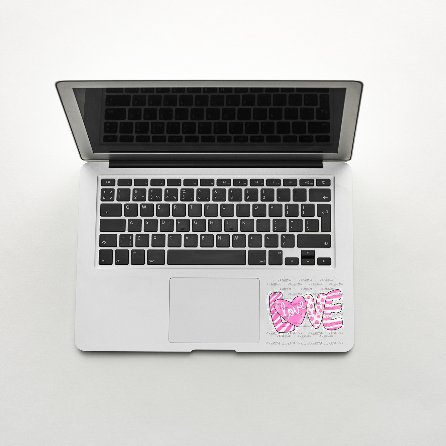Pink Love Word PNG with Heart – Polka Dot and Stripe Mixed Pattern Design
