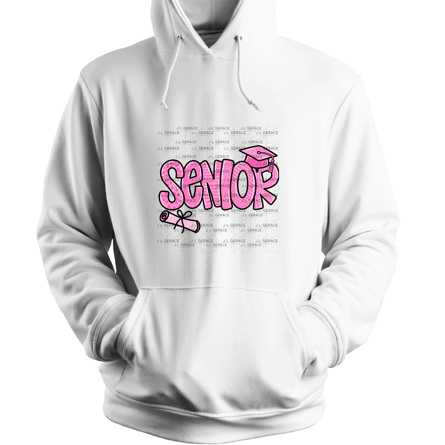 Senior PNG – Pink Pattern Graduation Sublimation Design