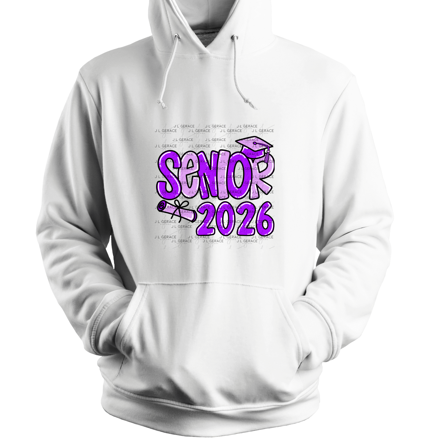 Senior 2026 PNG – Purple Graduation Cap and Diploma Design